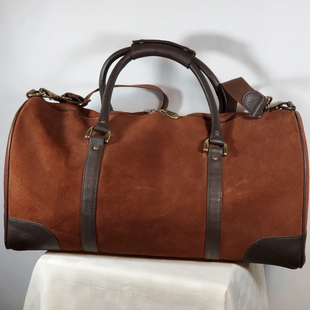 Marlboro Large Suede Leather Duffle Bag - Picture 4 of 7